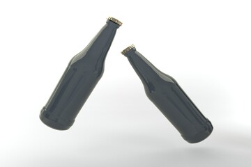 Cheers to good times Two sleek beer bottles ready for celebration on a bright white background