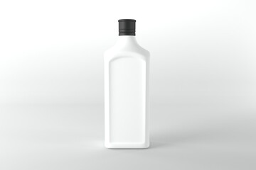 Minimalist white bottle mockup with black cap, perfect for branding and product design presentations
