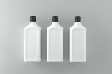 Blank modern bottles mockup design for branding and product packaging on a clean gray background