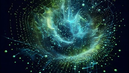 Data Network: Tech Particle System Visualization. AI Generated, Generative AI