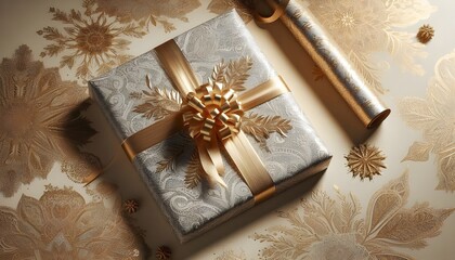 Luxury gift packaging with gold accents. AI Generated, Generative AI