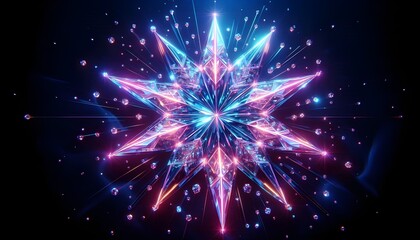 Crystal Star: Colorful Geometric Light Burst. AI Generated, Generative AI