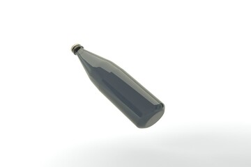 Minimalist dark glass bottle on white background, perfect for beverage branding and product displays