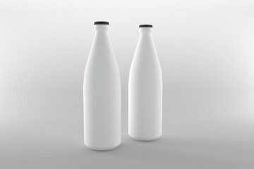 Minimalist white bottles with black lids against a clean, neutral background for product mockups