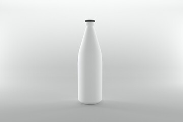 Minimalist white bottle mockup with black cap, perfect for branding, packaging, and product design