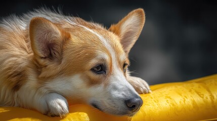 Obraz premium Corgi resting outdoors