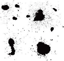 血痕・血のベクター素材のセット　黒