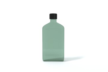 Elegant green glass bottle with black cap for luxurious beauty product packaging mockups and clean design projects
