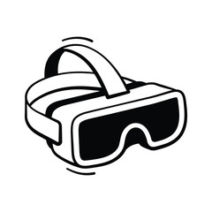 Futuristic VR goggles doodle icon designed for immersive virtual reality