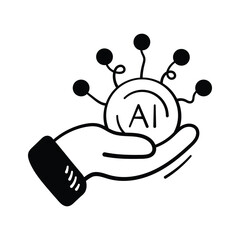 Creatively crafted modern icon of ai solutions in hand drawn style