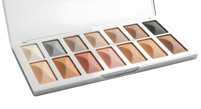 Eye shadow palette with neutral colors isolated PNG with Transparent Background