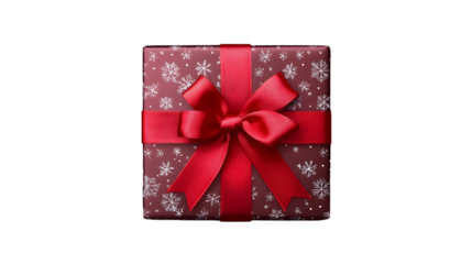 A dark red gift box with a red ribbon and bow isolated on transparent background is perfect for a special occasion