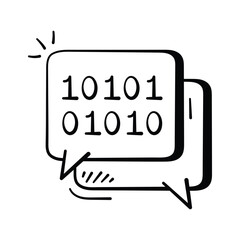 Binary code communication hand drawn vector design