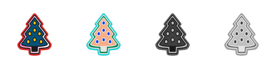 collection 4 vector decorated Christmas tree