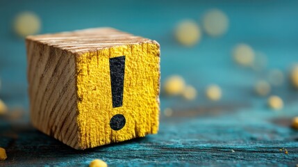 Obraz premium Exclamation mark wooden block