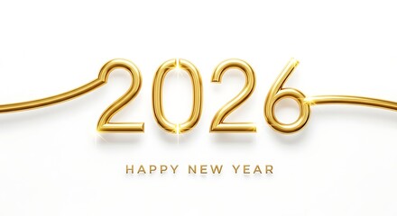 Golden 2026 New Year Design with Metallic Wire Number