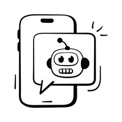 Here is a modern hand drawn icon of mobile chat in trendy design style