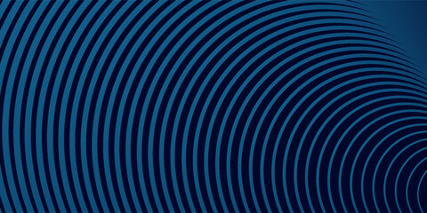Abstract blue glowing geometric lines on dark blue background. Elegant Modern shiny blue circle lines pattern. Futuristic technology concept. Suit for cover, poster,