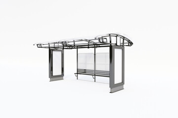 Modern bus stop shelter with blank advertising spaces ready for eye-catching promotional campaigns