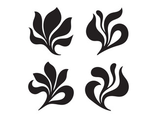 Fototapeta premium Four black decorative floral swirl ornaments