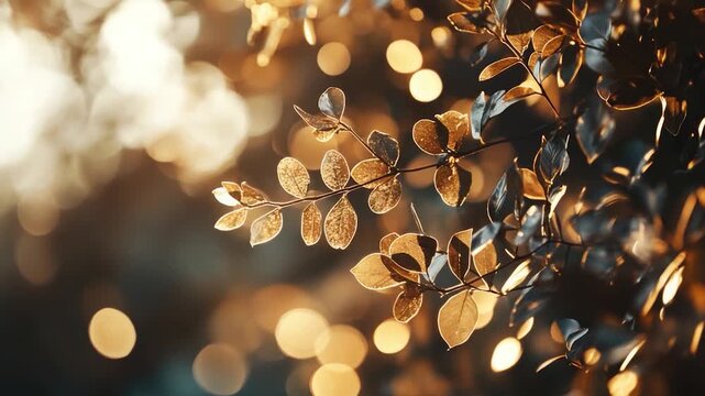 A close-up view of a leafy tree branch with detailed foliage and texture
