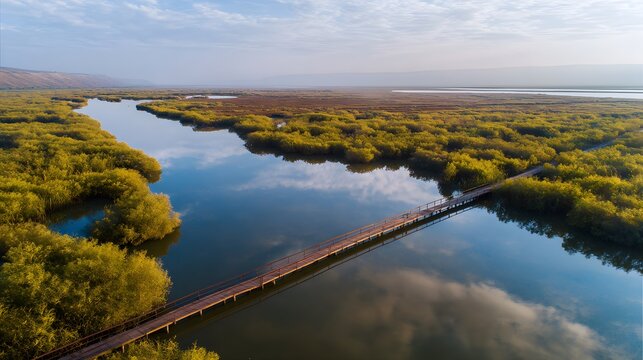 Serene river delta landscape tranquil morning reflections peaceful wilderness escape photography