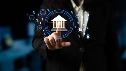 The influence of central bank monetary policy on the global banking system and economy. A concept of interest rates, inflation, and growth. Motif