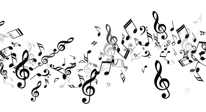 Vibrant Rhythm: Black Notes Forming an Artistic Border