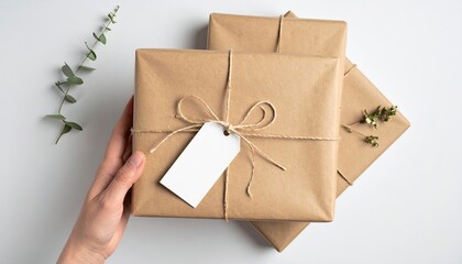 Minimal Kraft Gift Packaging with Monochrome Tag