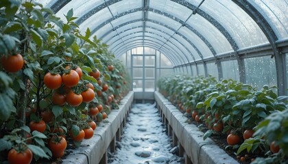 tomato plants in greenhouse