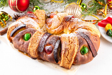 Traditional Christmas Mexican Rosca de Reyes