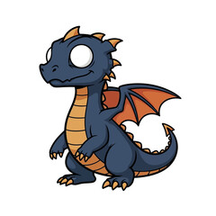 Cute cartoon dragon with wings and a long tail standing proudly.