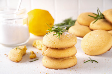 Savory rosemary and lemon shortbread cookies