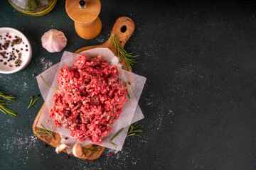 Ground beef, minced meat ready for cooking dinner