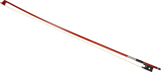 Violin bow isolated on transparent background with wooden stick and hair line visible. Concept of music education, classical branding, catalog visuals, and product detail presentations.