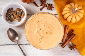 Pumpkin Spice Greek Yogurt in glass bowl