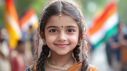 A young girl wearing braids and a colorful headdress, perfect for cultural or traditional themed designs