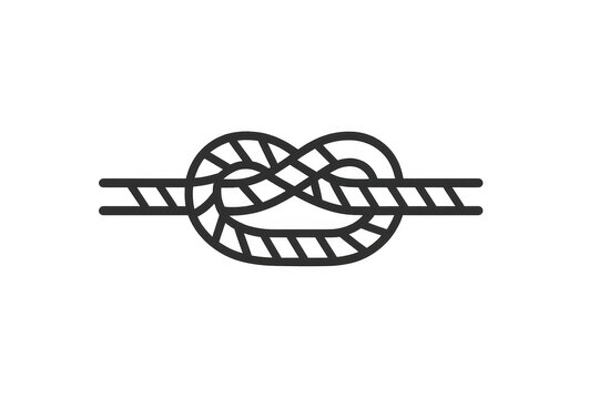 Rope knot illustrating concepts of strength, trust, and connection within a line art vector format on a transparent backdrop