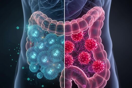 beneficial bacteria in the gut and intestinal inflammation on the other hand
