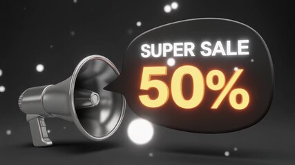 A Clean And Modern Megaphone Presentation Emphasizing Super Sale For Commercial Use
