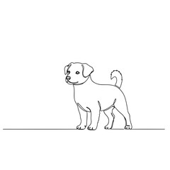 Cute puppy illustration isolated on, drawn with a continuous line, creating a minimalist and charming pet design