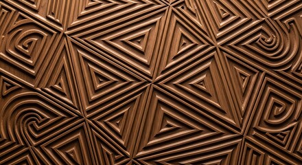 Abstract geometric pattern with a textured, metallic bronze finish, creating a sophisticated and modern design