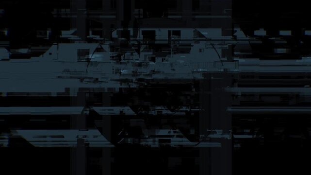 Damaged display glitch loop with broken pixels, flickering scanlines and distorted blocks. Ideal as overlay, transition or background. Includes 6 seamless looping variations