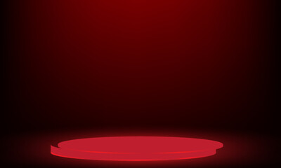 Empty red and black studio room background. Empty dark room. Space for selling products on the website. Vector illustration.