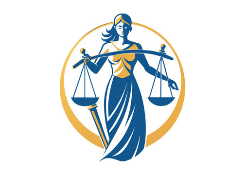 justice scales lady logo silhouette vector, lady justice logo icon silhouette, woman holding scales of justice silhouette lady lawyer logo design vector illustration silhouette on a white background