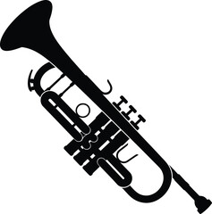 Black trumpet vector illustration for musical instrument design needs eps silhouette