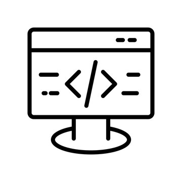 Coding computer page. Linear icon.