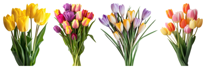 Vibrant tulips in colorful bouquets