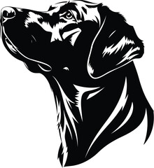 Black labrador retriever dog head vector illustration profile view eps silhouette