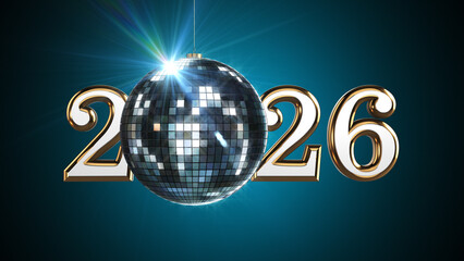 2026 Numbers with Spinning Disco Ball &mdash; New Year&rsquo;s Eve Celebration Visual